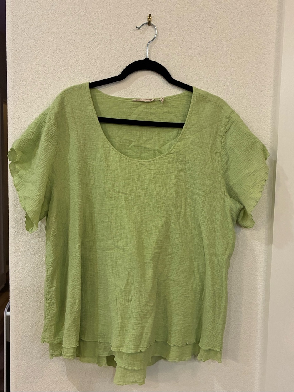 Soft Surroundings Light Green Crinkle Cotton Tunic — Size 1X — EUC